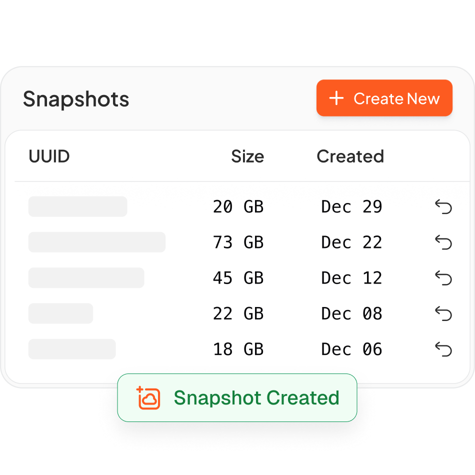 Snapshots & Backups Built In
